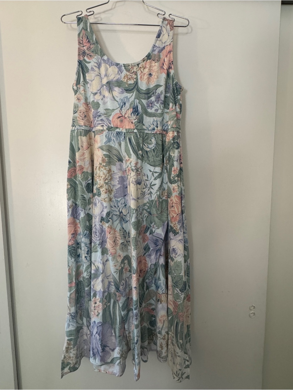 Vintage 80s Carol Anderson Multi Floral Button-Front Midi Dress w/ Belt Med - Picture 6 of 7